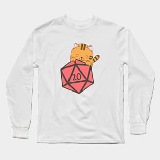 Kawaii Kitten with Polyhedral D20 Dice Long Sleeve T-Shirt